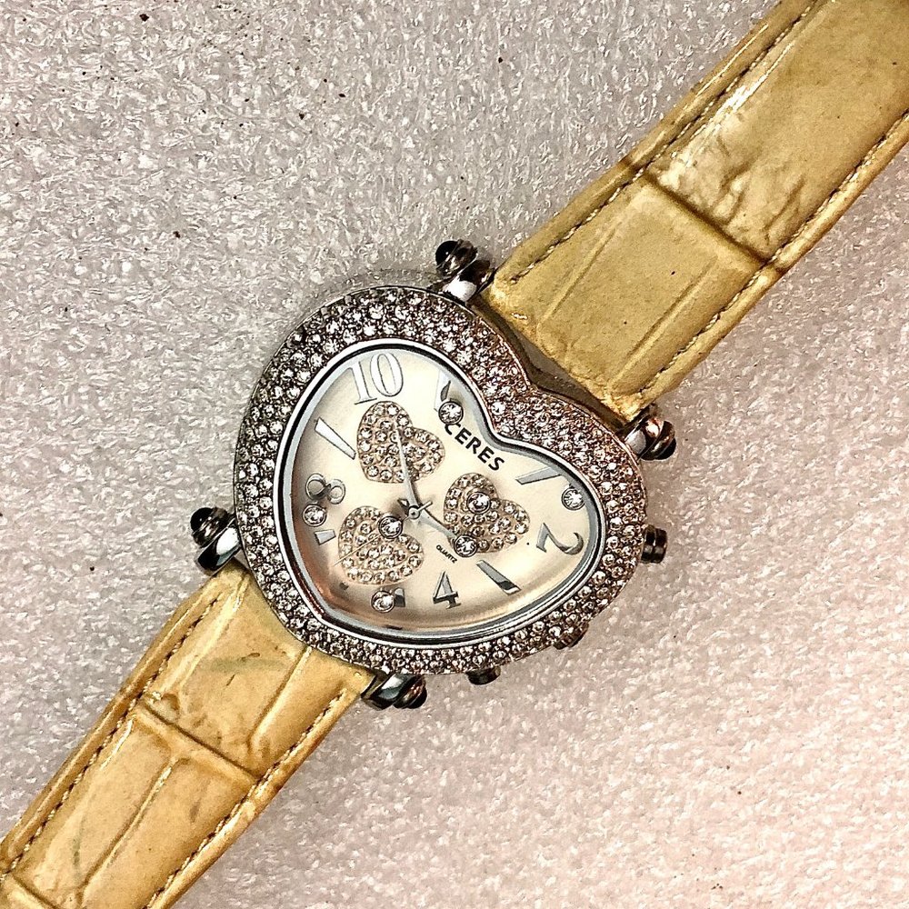 Ceres Pave Crystal Heart Watch